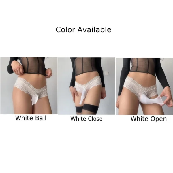 Femboy Panties For Men. Crossdresser Clothes Tight Underpant Lace See Thru